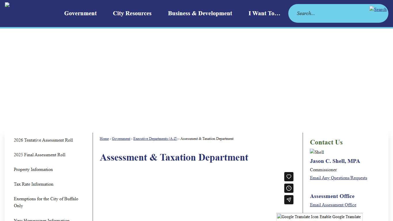 Assessment & Taxation Department Buffalo, NY
