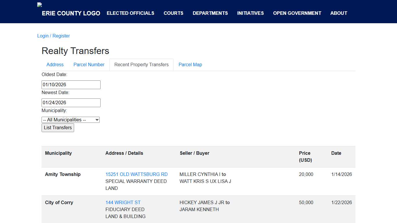 Recent Property Transfers